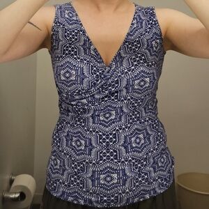 Brazilian blue and white print blouse